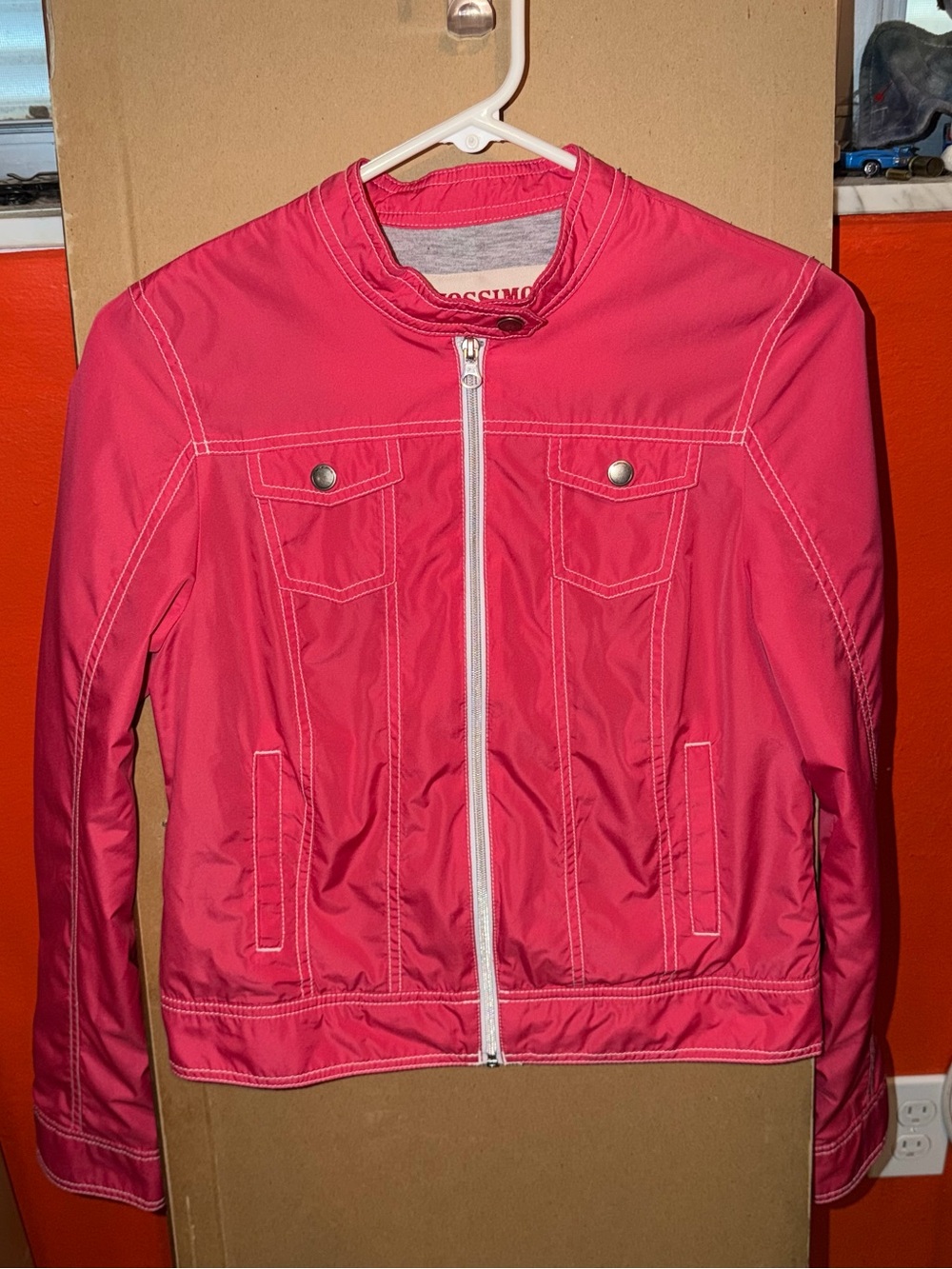 Vintage women’s Mossimo Hot Pink Windbreaker with White Stitching